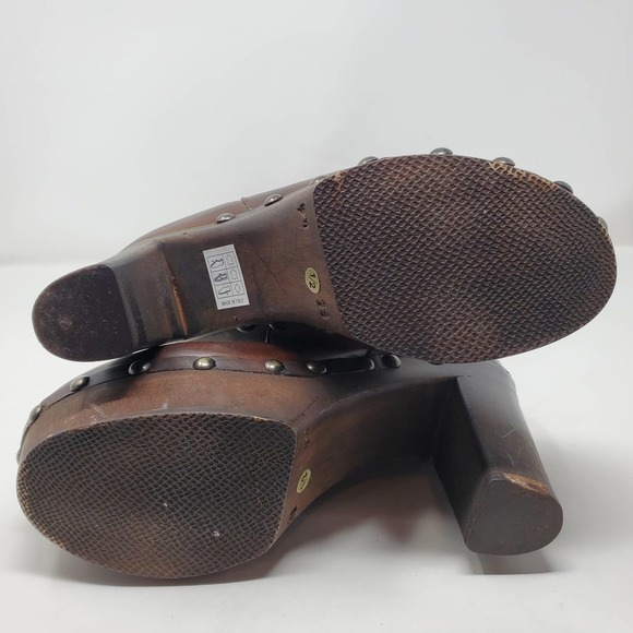Charles David Leather Wooden Heel Boots Italy Sz 38 / 8 Y2K Slip-On Minimalist - Picture 9 of 15